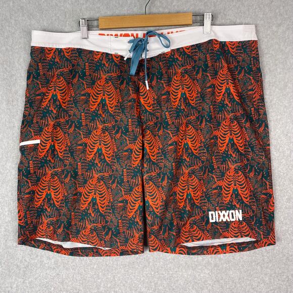Dixxon Mens 44 Death Beach Board Shorts Spell Out All Over Print - Picture 1 of 8